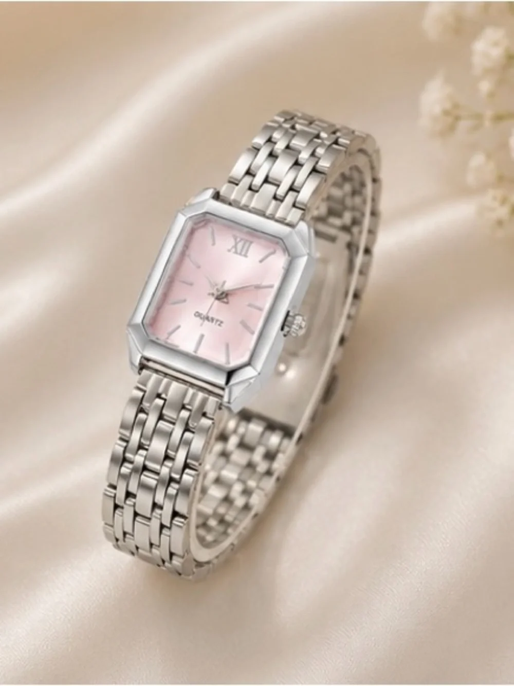 Women’s Silver Rectangle Bracelet Watch | Elegant Minimalist Quartz Wristwatc